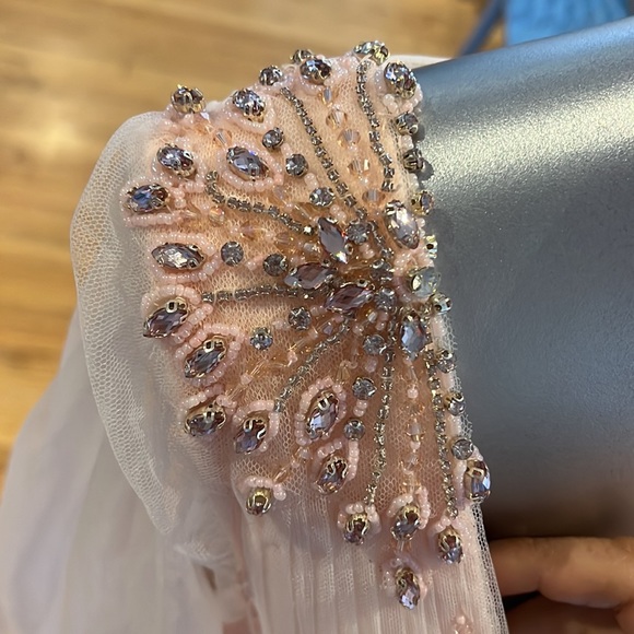 Mac Duggal 70174 TULLE SHEER LONG SLEEVE CUT OUT LACE UP A LINE GOWN NWT - Picture 9 of 17